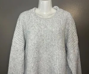Sonoma Goods For Life Sweater Womens XL Gray Fuzzy Chunky Knit Pullover Cozy thumbnail 1