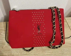 Saint Laurent Red Makeup cosmetic Bag Pouch case clutch Crossbody thumbnail 1