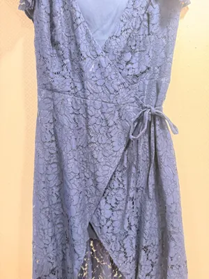 Ali & Jay Navy Blue Lace Flutter Sleeve Wrap Embroidered Midi Dress Size s thumbnail 6
