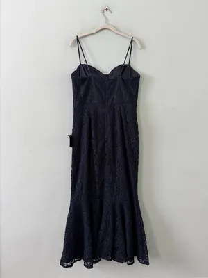NWT Lulus Found Your Love Navy Blue‎ Lace Sleeveless Trumpet Midi Dress thumbnail 5