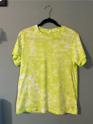 Lululemon All Yours Cotton T-Shirt Size 8/M Marmoleado Tie Dye Eccentric Lime thumbnail 7