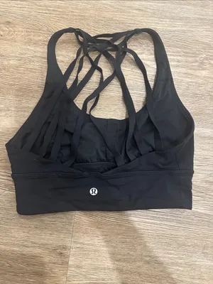 Lululemon Longline Black Strappy Back Sports Bra thumbnail 2