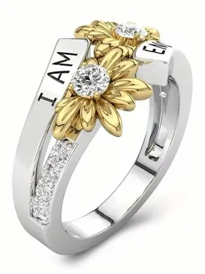 Women’s Stainless Steel Silver “ I Am Enough” w/ Sunflower Design Ring Size 7 thumbnail 2