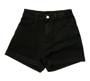 Cider Black High-Waisted Cuffed Denim Shorts – Size S (Waist 26) thumbnail 1