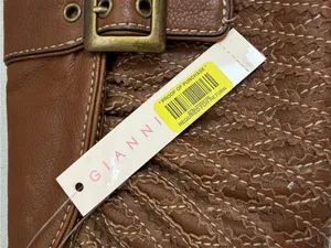 Gianni Bini Brown Leather Hobo Shoulder Bag Brass Hardware Purse thumbnail 10