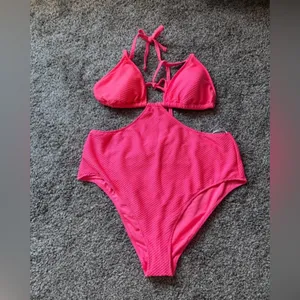 Aerie NWT Hot Pink Cutout One Piece Swimsuit thumbnail 4