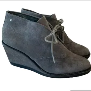 Coach Women's Suede‎ Lace Up Wedge Boots Gray Size 7.5 Preowned excellent shape thumbnail 4