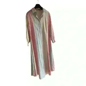New Striped button down ladies Size large maxi curved hem dress thumbnail 4