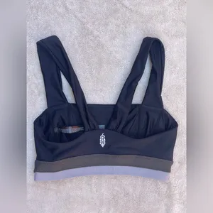 Free People Movement Black Olive Gray Sport Bra yoga Pilates activewear XSmall thumbnail 2