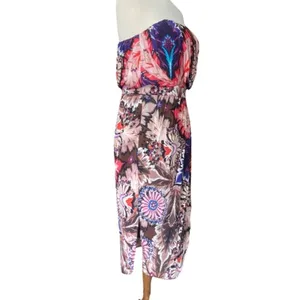 New Ali Ro Womens Dress Sz‎ 6 Silk Strapless Asymmetrical Midi Paisley Floral thumbnail 5
