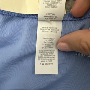 NWT Aerie Swim High Waisted Full Coverage Bikini Bottom‎ Blue Women Large thumbnail 5