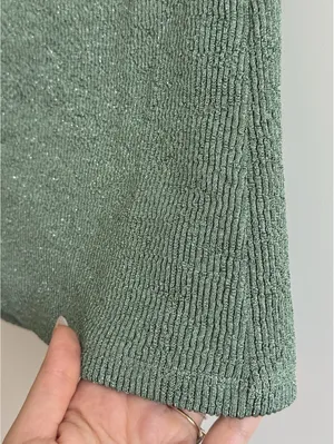 Zara Green Metallic Ribbed Knit Strapless Tube Top Size Medium thumbnail 5
