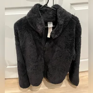 NWT PINK Victoria’s Secret Cozy Black Sherpa Full Zip Fleece Jacket Black XL thumbnail 4