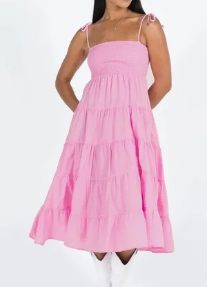 Princess Polly Pink Tiered Midi Sundress thumbnail 4
