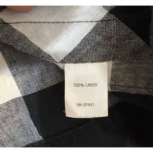 J Jill Womens Gingham Linen Top L Black White Checkered Relaxed Fit Classic‎ thumbnail 8
