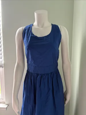 Everlane Clean Cotton Cross-Back Midi Dress Azure Blue Ooen-back Sundress 2 thumbnail 5