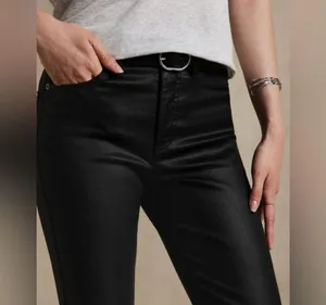 🆕 NWT Banana Republic High Rise Straight Leg Ankle Jeans Wax Coated Black Sz 26 thumbnail 3