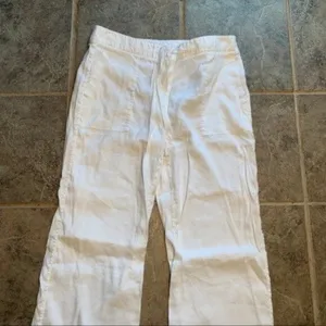 Nordstrom Signature Women's Size 14 Drawstring Waist Pants White Linen Blend thumbnail 7