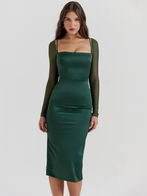 House of CB Ellica Emerald Green Midi Dress S thumbnail 3