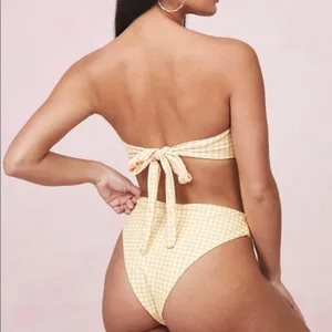 Nasty Gal Gingham Bandeau High Leg Bikini Set 2 NWT thumbnail 3