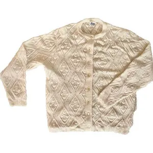 Wintuk Vintage 60s Off White Dupont Acrylic Diamond Knit Cardigan Sz S‎ ? thumbnail 3
