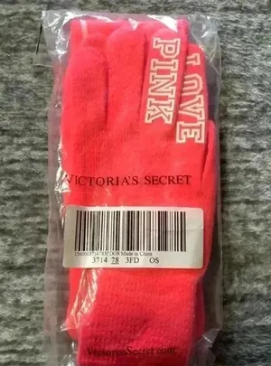 Victoria's Secret Pink Knit Headband and Gloves Set Neon Coral Pink Logo thumbnail 1