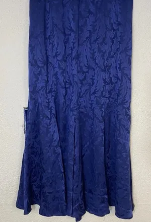 Vintage 100% Silk Blue Jacquard Skirt Size 10 Made In Korea thumbnail 1