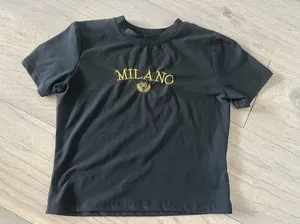 Milano T Shirt Black Gold Lettering Small thumbnail 1