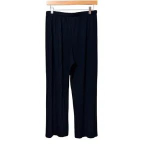 Uniqlo XL black‎ pleated Wide Leg High Rise Elastic Waist Plisse Trousers Pants thumbnail 2