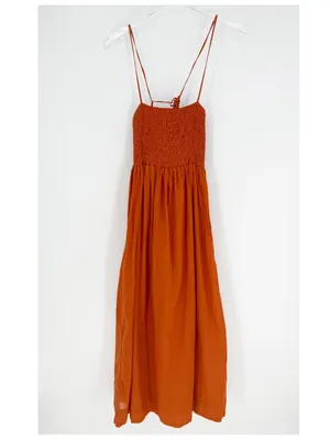 Faithfully the Brand Agolde Smocked Organic Cotton Midi Dress Women’s 6 thumbnail 3