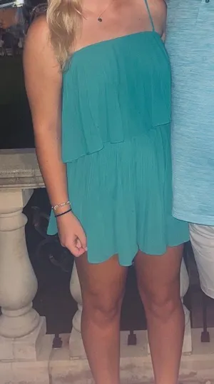 Naked Zebra Green Spaghetti Strap Romper thumbnail 1