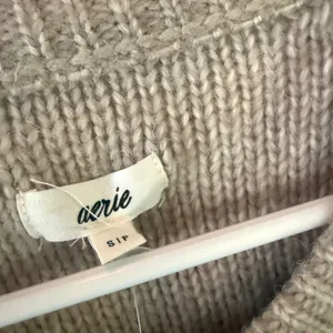 NWT Aerie Pointelle Bow Cardigan Sweater Tan Oatmeal size small thumbnail 6