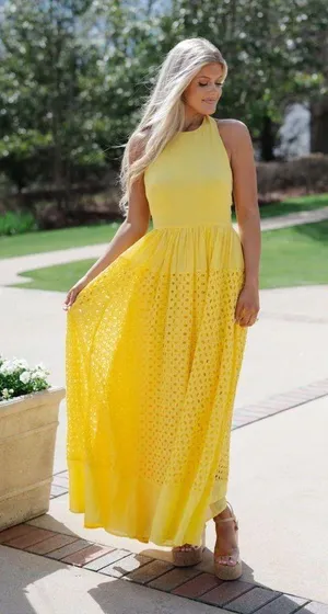 Halter Eyelet Maxi Dress thumbnail 1