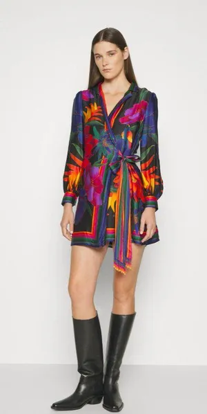NWT Farm Rio FLOWER SEASON SCARF WRAP MINI DRESS - Day dress thumbnail 5