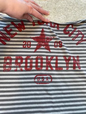 Urban Outfitters Black & Grey Striped New York Slash Neck Tee thumbnail 3