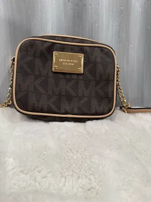 Michael Kors Brown Monogram Crossbody with Tan Trim thumbnail 2