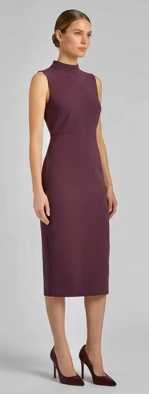 Express Dress Mock Neck Midi Sleeveless Large Sheath Work Cocktail Weddings City thumbnail 1
