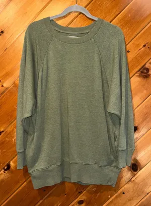Aerie Heather green oversized crewneck sweatshirt thumbnail 1