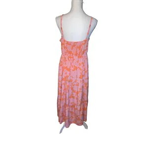Social Standard by Sanctuary Sun Dress Womens L Used Pink Orange Floral XD9019GH thumbnail 4