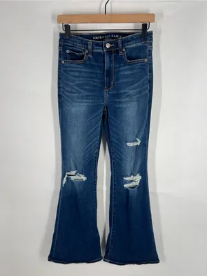 American Eagle Outfitters High-Rise‎ Flare Jeans - Medium Blue thumbnail 2