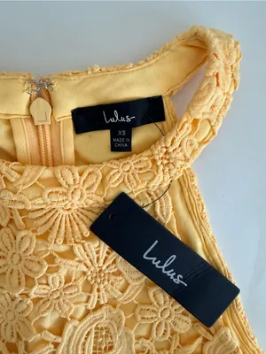 NWT Lulus Love Poem Yellow Crochet Floral Lace Mini Dress XS thumbnail 8