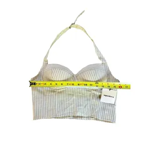 Revolve Superdown Rudy Halter Top Beige White Striped Womens Medium NEW With Tag thumbnail 8