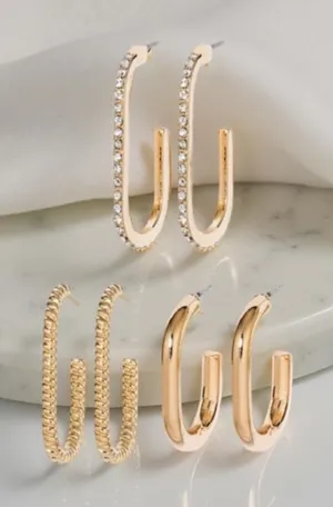 SUGARFIX by BaubleBar Gold Huggie Hoop Earring Set 3pc - Gold thumbnail 1