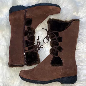 Isotoner Brown Faux Fur Brown Winter Snow Boots thumbnail 1