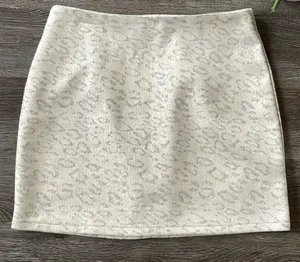 Altar'd State Cream & Light Gray Leopard-Print Mini Skirt thumbnail 1