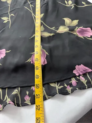 Jessica Howard Black Pink Rose Floral Short Sleeve Maxi Gown Dress Vintage thumbnail 10
