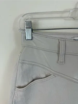 Abercrombie and Fitch The 90's Relaxed Jean in Cream Mixed Media Faux Leather 4R thumbnail 2