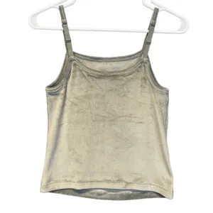 SKIMS Velour Cami Women Large Smoke Grey 0883 Square Neck‎ Spaghetti Strap NWT thumbnail 6