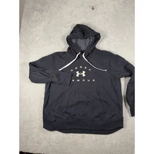 Under Armour Women's‎ XL Black Hoodie White Wording Hooded Sweatshirt Boxy Fit thumbnail 3