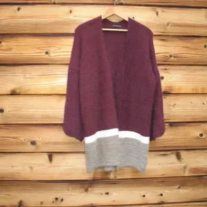 NWT Super Soft Maroon Bell Sleeve Cardigan Sweater S M L XL thumbnail 3